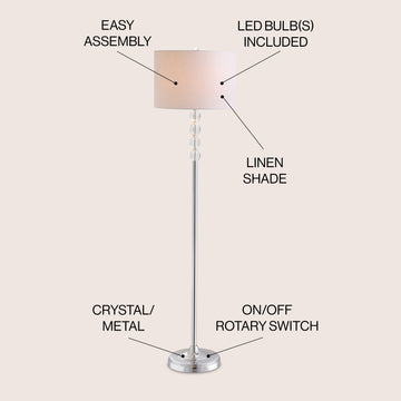 Aubrey 59.5" Crystal / Metal LED Floor Lamp - JONATHAN Y